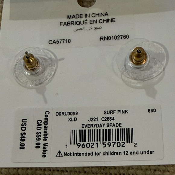 kate spade Surf Pink Everyday Spade Enamel Studs/NWT - Picture 7 of 8